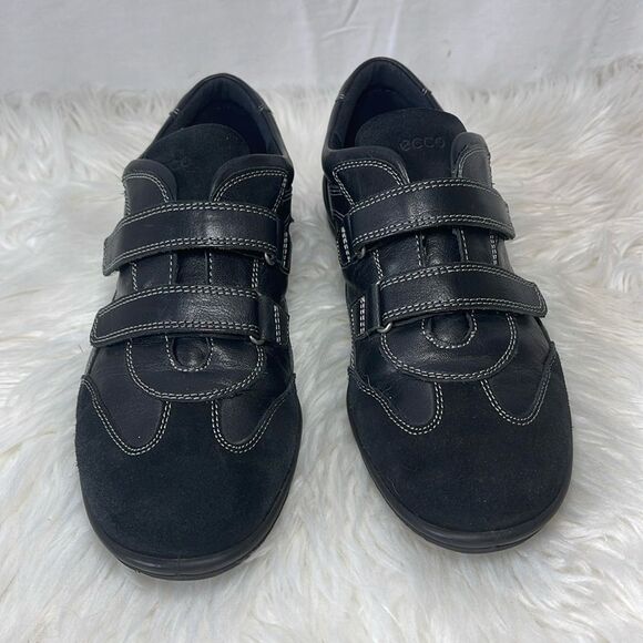 Ecco Cloud 2 Black Leather/Suede Two-Strap Athletic Shoes Sz 40/USA 9-9.5 - Picture 2 of 7
